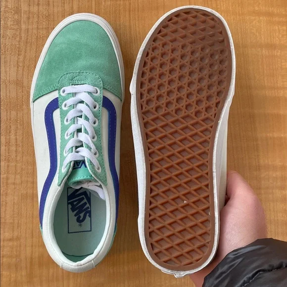 Vans Women’s Skateboard Sneakers Size 8 Green and Blue - Picture 6 of 13